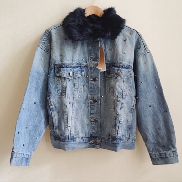 SmilingBear Jackets & Coats Nwt Mustard Seeds Light Denim Jacket With Studs Poshmark